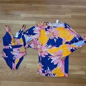 Trina Turk 2 piece set Breeze swimsuit Sz 10 & cover up beach dress size…